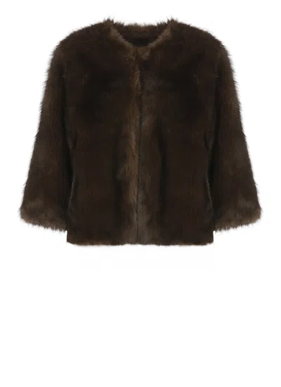 Betta Corradi Faux Fur Coat In Brown