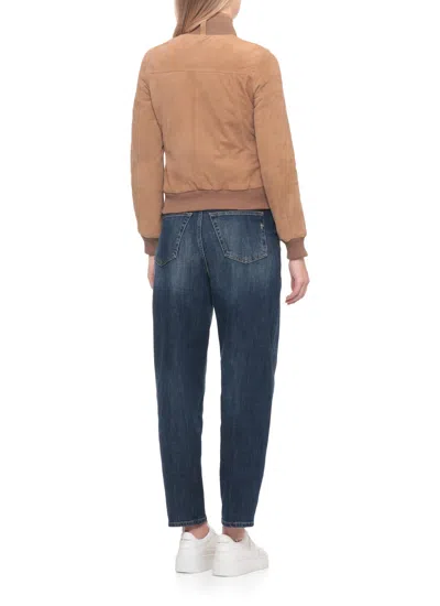 Bully Suede Leather Bomber Jacket In Brown