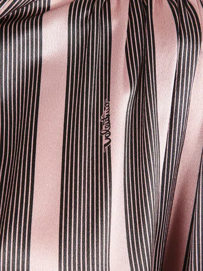 Valentino Striped Silk Satin Blouse In Pink