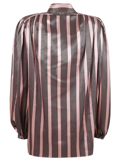 Valentino Striped Silk Satin Blouse In Pink