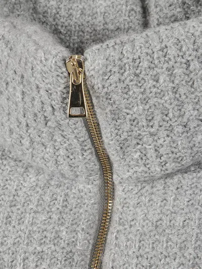 Fabiana Filippi Short Quilted Knit High-neck Puffer Jacket In Gray