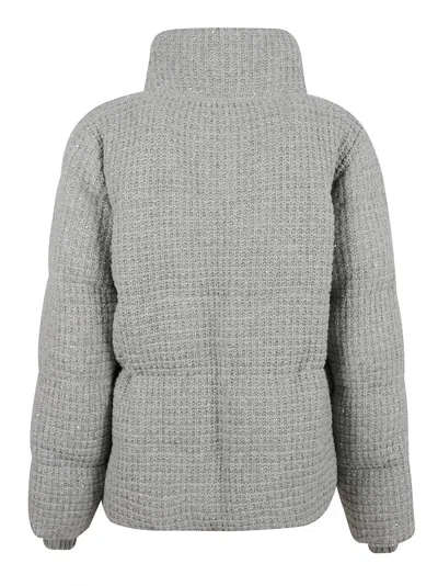 Fabiana Filippi Short Quilted Knit High-neck Puffer Jacket In Gray
