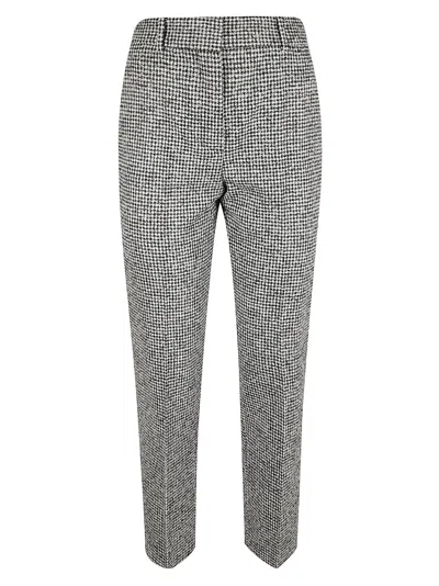 Ermanno Scervino Trousers In Houndstooth Wool Blend In Black