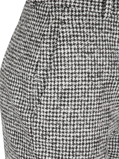 Ermanno Scervino Trousers In Houndstooth Wool Blend In Black