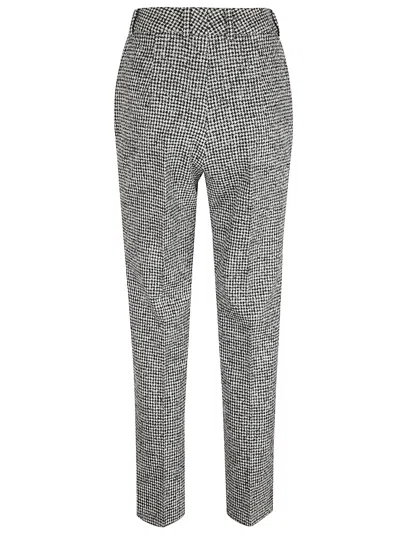 Ermanno Scervino Trousers In Houndstooth Wool Blend In Black
