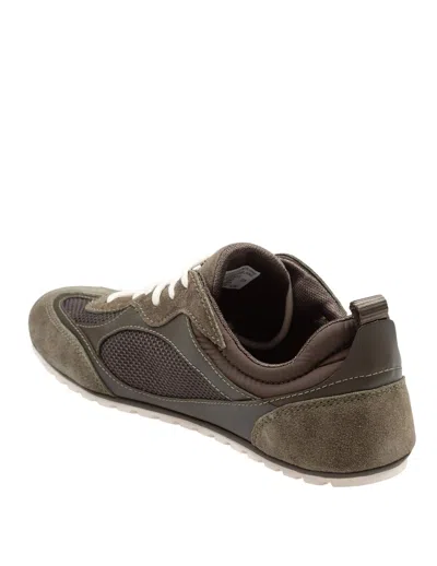 Tory Burch Field Sneaker In Suede And Mesh Olive Color In Green