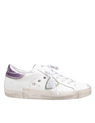 Philippe Model Philippe Prsx Leather Sneakers, White And Pink In Multi