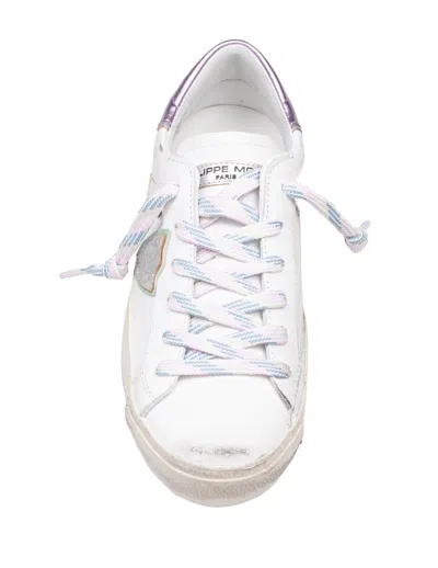Philippe Model Philippe Prsx Leather Sneakers, White And Pink In Multi