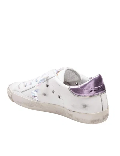 Philippe Model Philippe Prsx Leather Sneakers, White And Pink In Multi