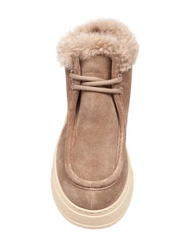 Agl Attilio Giusti Leombruni Fergus Suede Sneaker With Sheepskin Lining Taupe In Brown