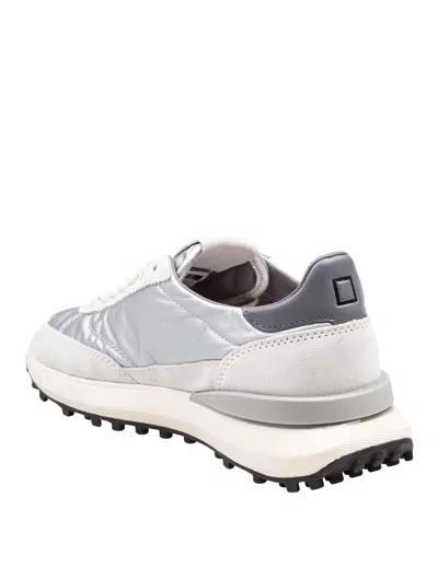 Date D.a.t.e. Running Sneakers In Laminated Fabric And Suede In Silver