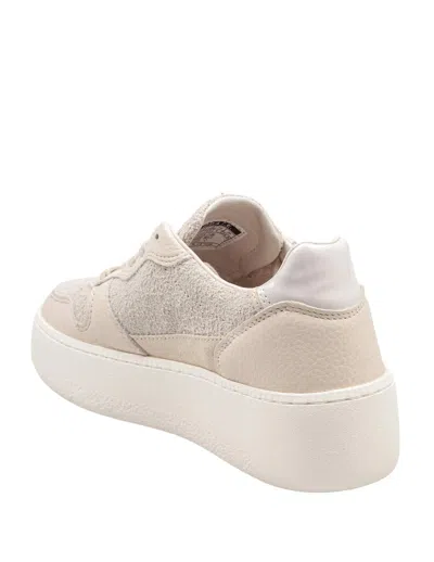 Date D.a.t.e. Platform Sneakers In Hairy Suede And Textured Leather In Neutral