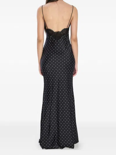 Self-portrait Self Portrait Polka Dot Long Dress In Black