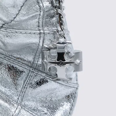 Tory Burch Silver Leather Crossbody Bag In Silver