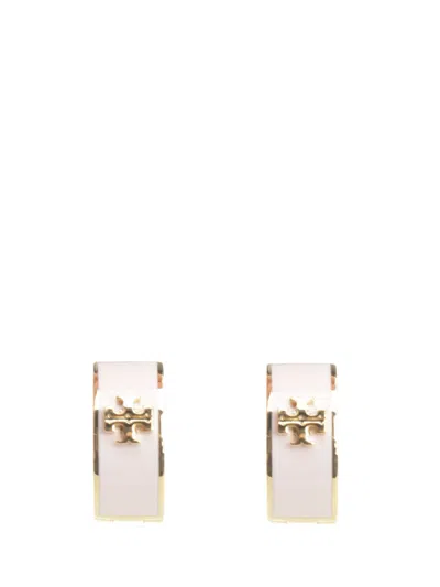 Tory Burch Kira Huggie Earrings Jewelry Rose In White