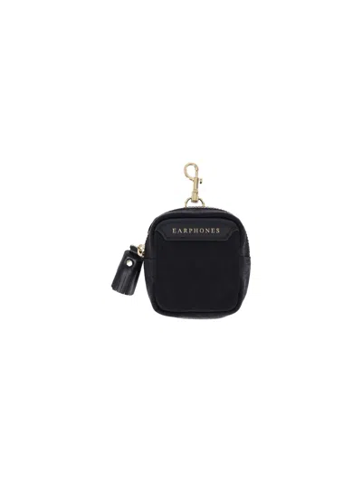 Anya Hindmarch Logo-jacquard Earphones Pouch In Black
