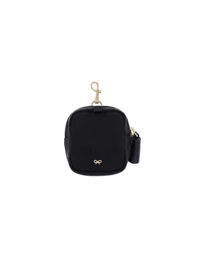 Anya Hindmarch Logo-jacquard Earphones Pouch In Black