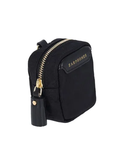 Anya Hindmarch Logo-jacquard Earphones Pouch In Black