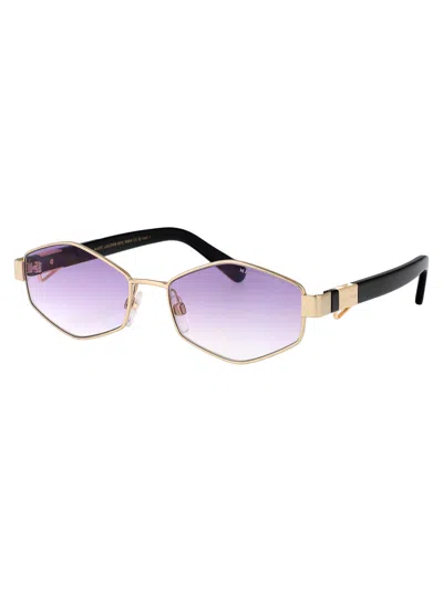 Marc Jacobs Gold Violet Metal Sunglasses In Gold