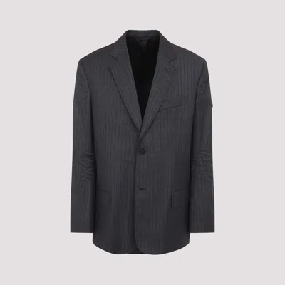 Balenciaga Wool Blazer With Notch Lapel And Pockets In Black