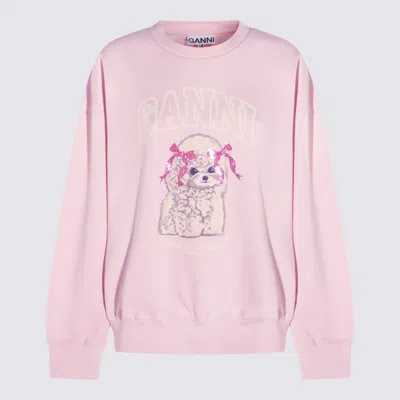 Ganni Chalk Pink Cotton Sweatshirt In Pink