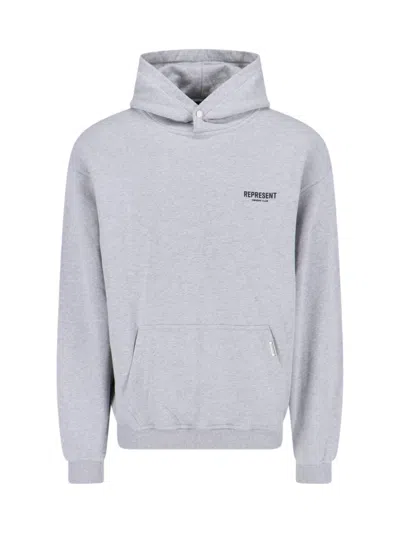 Represent Pullover Hoodie With Snap Button Closure In Gray