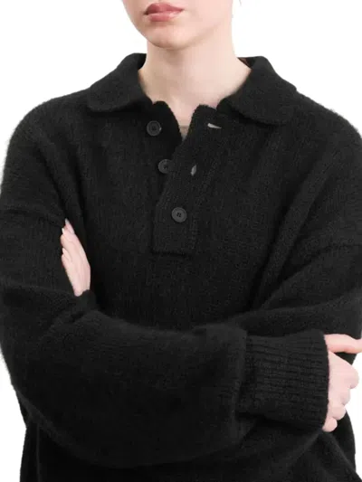 Studio Nicholson Long Sleeves With Bottons Polo In Black