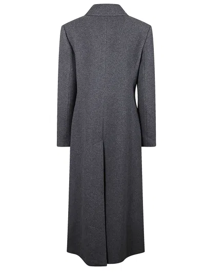 The Nina Studio Long Double-breasted Coat In Gray