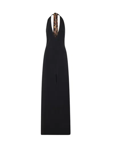 Pucci Long V-neck Dress In Black