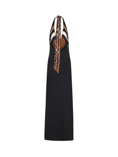 Pucci Long V-neck Dress In Black