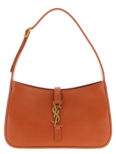 Saint Laurent Le 5 A 7 Ysl Shoulder Bag In Patent Leather In Orange