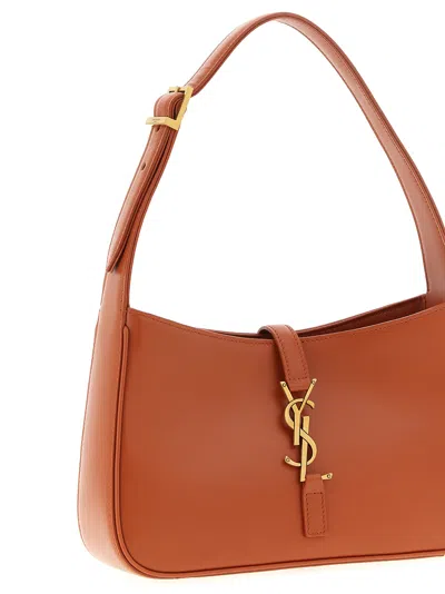Saint Laurent Le 5 A 7 Ysl Shoulder Bag In Patent Leather In Orange