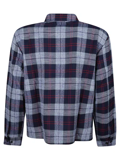 Awake Ny Overshirt Flannel Zip Shirt In Blue