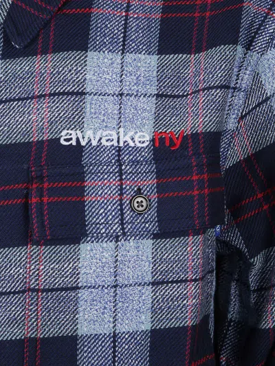 Awake Ny Overshirt Flannel Zip Shirt In Blue