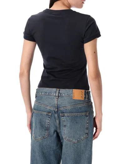 Ganni Washed Black T-shirt With Poodle Print In Animal Print