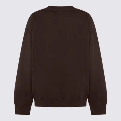Ganni Black Cotton Sweatshirt In Brown
