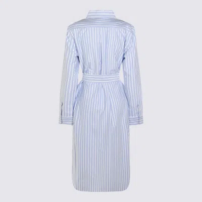 Polo Ralph Lauren Striped Knee Length Dress With Waist Tie In Blue