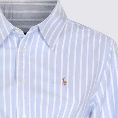 Polo Ralph Lauren Striped Knee Length Dress With Waist Tie In Blue