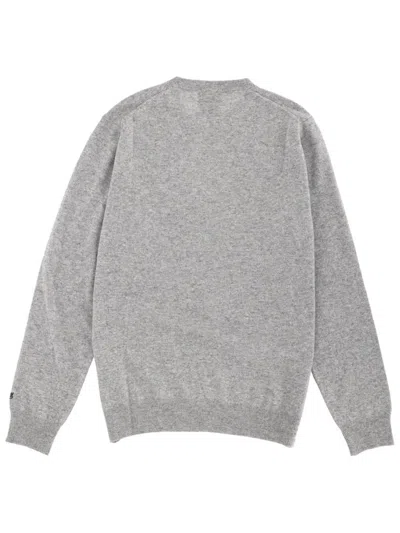 Mc2 Saint Barth Ribbed Cuff Crew Neck Sweater With Embroidery In Gray