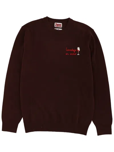 Mc2 Saint Barth Sweater With Embroidery In Brown