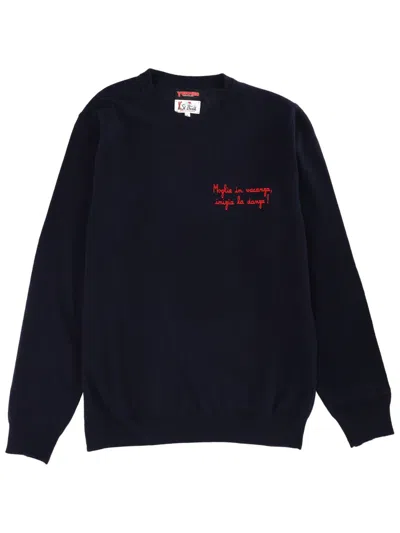 Mc2 Saint Barth Sweater With Embroidery In Blue