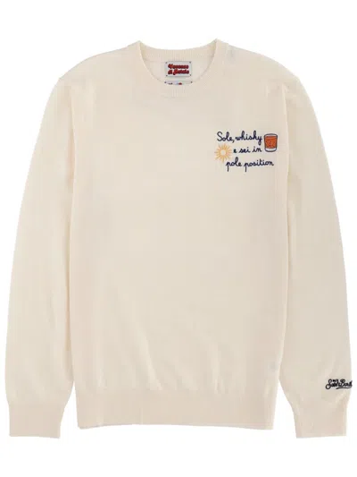 Mc2 Saint Barth Sweater With Embroidery In White