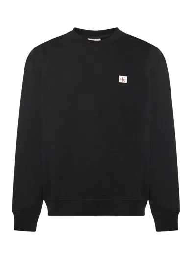 Calvin Klein Monologo Terry Sweatshirt With Logo In Black