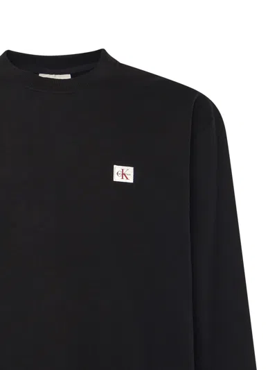Calvin Klein Monologo Terry Sweatshirt With Logo In Black