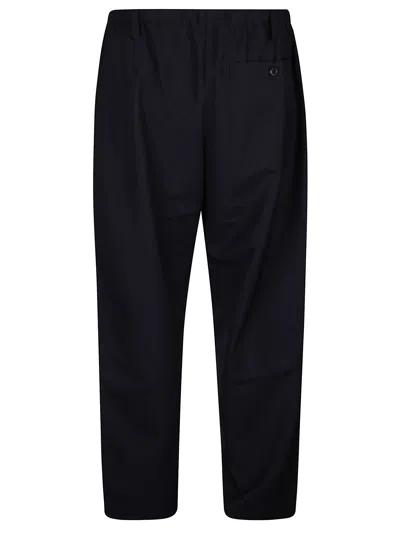 Dries Van Noten Wool Trousers With Button Detail And Elastic Waistband In Blue
