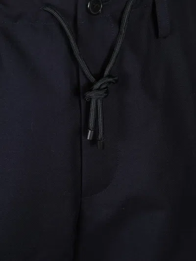 Dries Van Noten Wool Trousers With Button Detail And Elastic Waistband In Blue