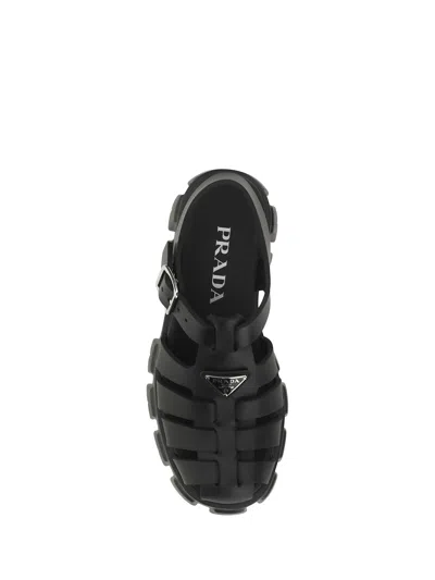 Prada Rubber Logo Chunky-sole Fisherman Sandals In Black