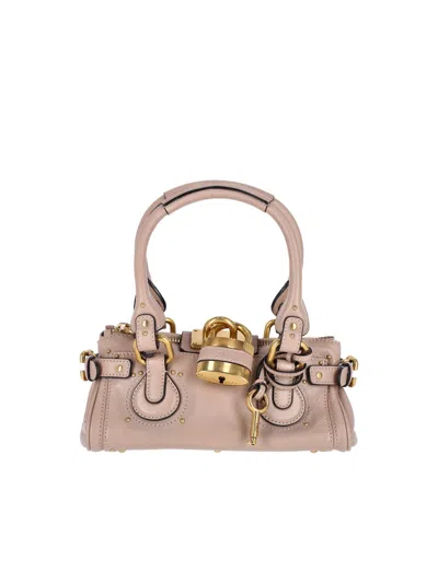 Chloé Chloe Paddington Small Grained Leather Shoulder Bag In Pink