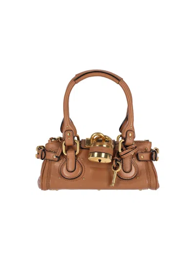 Chloé Paddington Brown Handbag With Two Top Handles And Padlock On The Front In Leather Woman In Brown