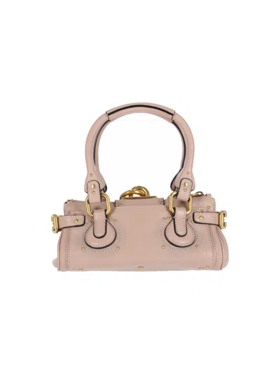 Chloé Chloe Paddington Small Grained Leather Shoulder Bag In Pink